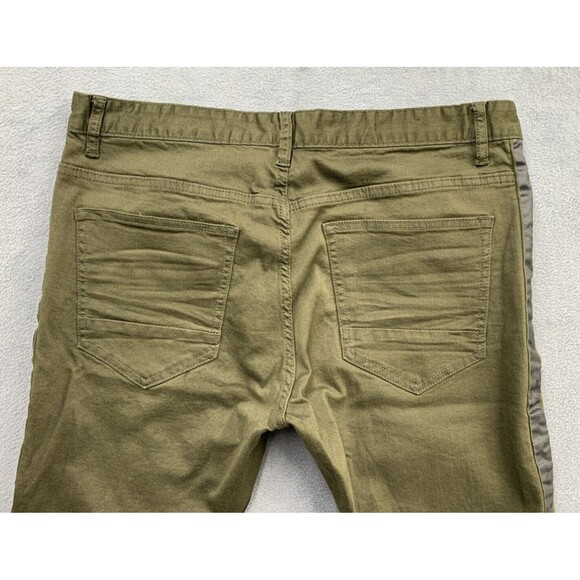 Smoke Rise Biker Pants Mens Size 38 x 34 Army Green Black Stripe Slim Tapered - Picture 9 of 16
